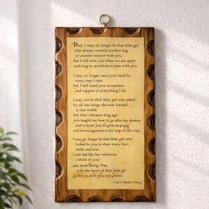 Vintage Father Poem Wooden Wall Plaque Carol Maatta Oberg Rustic Dad Decor